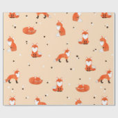 キュートな水彩キツネを使ったシームレスな模様。ビンタ ラッピングペーパー (フラット)
