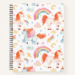 キュートな水彩ユニコーン一次組成 ノートブック