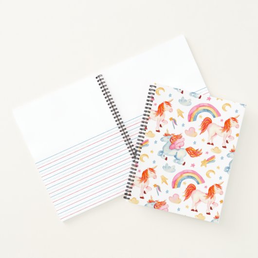 キュートな水彩ユニコーン一次組成 ノートブック (内部)