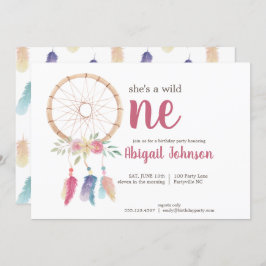 キュートな水彩夢のキャッチャー第1誕生日 招待状