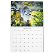 キュートな水彩画のアライグマ野生動物アート カレンダー (3月 2027)