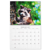 キュートな水彩画のアライグマ野生動物アート カレンダー (2月 2027)