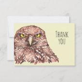 キュートな水彩穴掘りフクロウバードアート サンキューカード (正面)