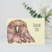 キュートな水彩穴掘りフクロウバードアート サンキューカード (スタンド正面)