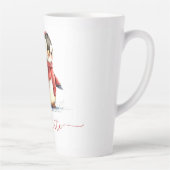 キュートな水彩色のパーソナライズされたクリスマスペンギン カフェラテマグ (右)