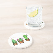 キュートな水色サボテン多肉類 コースター (側面)