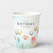 キュートな海底の子供の誕生日 紙コップ (正面)