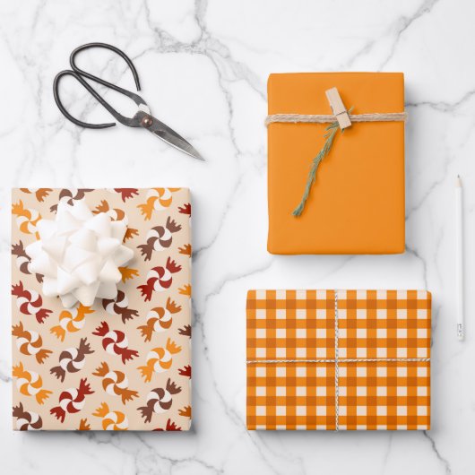 キュートな渦巻きキャンディ茶色がかった幸せな感謝祭 ラッピングペーパーシート (正面)