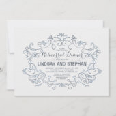 キュートな渦巻き旋回とリハーサルカジュアルディナー 招待状 (正面)