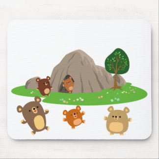キュートな漫画がクマの洞窟マウスパッド マウスパッド