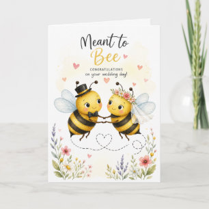 キュートな漫画のミツバチの結婚カード - Meant to Bee カード
