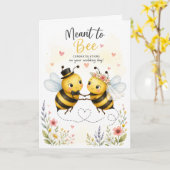 キュートな漫画のミツバチの結婚カード - Meant to Bee カード (黄色い花)