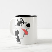 キュートな漫画シベリアのハスキーのマグカップ ツートーンマグカップ (正面左)