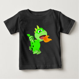 キュートな火を吐き出す漫画ベビードラゴンベビーティー ベビーTシャツ
