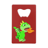 キュートな火を吐く漫画ベビードラゴン クレジットカード栓抜き (正面)
