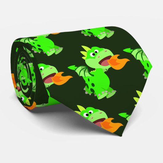 キュートな火を吐く漫画ベビードラゴン ネクタイ (ロール)