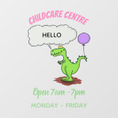 キュートな火吹き緑のおもしろいドラゴン漫画 ウィンドウサイン (シート)