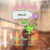 キュートな火吹き緑のおもしろいドラゴン漫画 ウィンドウサイン (シート2)