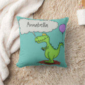 キュートな火吹き緑のおもしろいドラゴン漫画 クッション (ブランケット)