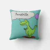 キュートな火吹き緑のおもしろいドラゴン漫画 クッション (裏面)