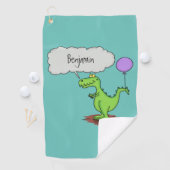 キュートな火吹き緑のおもしろいドラゴン漫画 ゴルフタオル (インサイチュ)