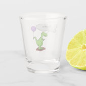 キュートな火吹き緑のおもしろいドラゴン漫画 ショットグラス (裏面)