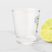 キュートな火吹き緑のおもしろいドラゴン漫画 ショットグラス (左)