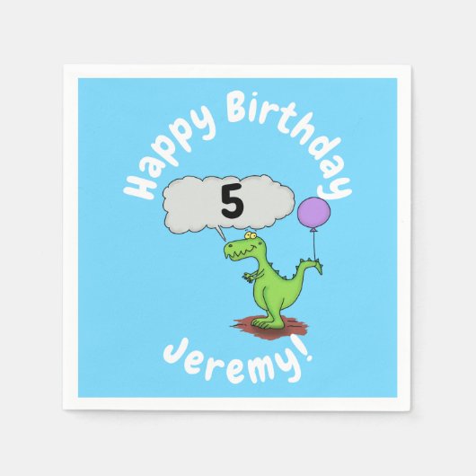 キュートな火吹き緑のおもしろいドラゴン漫画 スタンダードカクテルナプキン (正面)