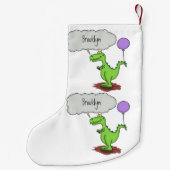 キュートな火吹き緑のおもしろいドラゴン漫画 スモールクリスマスストッキング (裏面)