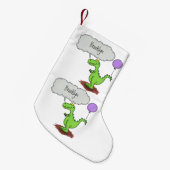 キュートな火吹き緑のおもしろいドラゴン漫画 スモールクリスマスストッキング (正面 (吊り時))