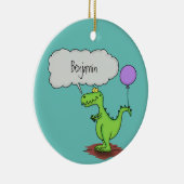 キュートな火吹き緑のおもしろいドラゴン漫画 セラミックオーナメント (右)