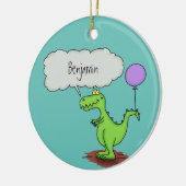 キュートな火吹き緑のおもしろいドラゴン漫画 セラミックオーナメント (左)