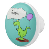 キュートな火吹き緑のおもしろいドラゴン漫画 セラミックノブ (右)