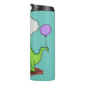 キュートな火吹き緑のおもしろいドラゴン漫画 タンブラー (回転右)