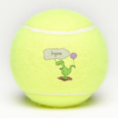 キュートな火吹き緑のおもしろいドラゴン漫画 テニスボール (裏面)