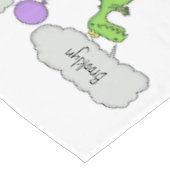 キュートな火吹き緑のおもしろいドラゴン漫画 テーブルクロス (アングル)