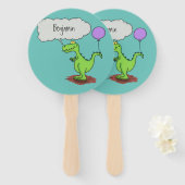 キュートな火吹き緑のおもしろいドラゴン漫画 ハンドファン (正面&裏面)