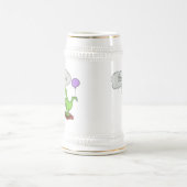 キュートな火吹き緑のおもしろいドラゴン漫画 ビールジョッキ (中央)