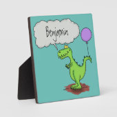 キュートな火吹き緑のおもしろいドラゴン漫画 フォトプラーク (正面)