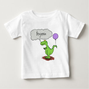 キュートな火吹き緑のおもしろいドラゴン漫画 ベビーTシャツ