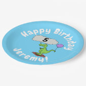 キュートな火吹き緑のおもしろいドラゴン漫画 ペーパープレート (アングル)