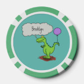 キュートな火吹き緑のおもしろいドラゴン漫画 ポーカーチップ (裏面)
