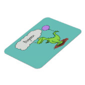 キュートな火吹き緑のおもしろいドラゴン漫画 マグネット (左側)