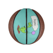 キュートな火吹き緑のおもしろいドラゴン漫画 ミニバスケットボール (縦)