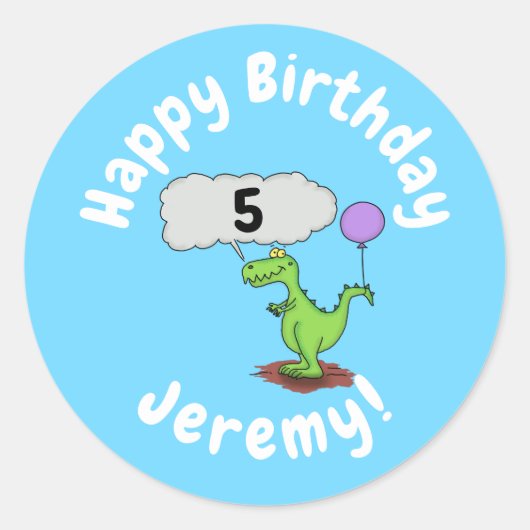 キュートな火吹き緑のおもしろいドラゴン漫画 ラウンドシール (正面)