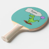 キュートな火吹き緑のおもしろいドラゴン漫画 卓球ラケット (正面アングル)