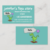 キュートな火吹き緑のおもしろいドラゴン漫画 名刺 (正面/裏面)