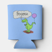 キュートな火吹き緑のおもしろいドラゴン漫画 缶クーラー (裏面)