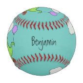 キュートな火吹き緑のおもしろいドラゴン漫画 野球ボール (正面)