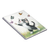 キュートな灰色と白の蝶の子猫 ノートブック (右側)